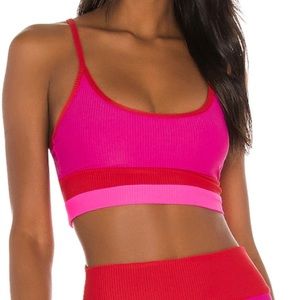 Beach Riot Eva Bikini Top, size M in pink & red